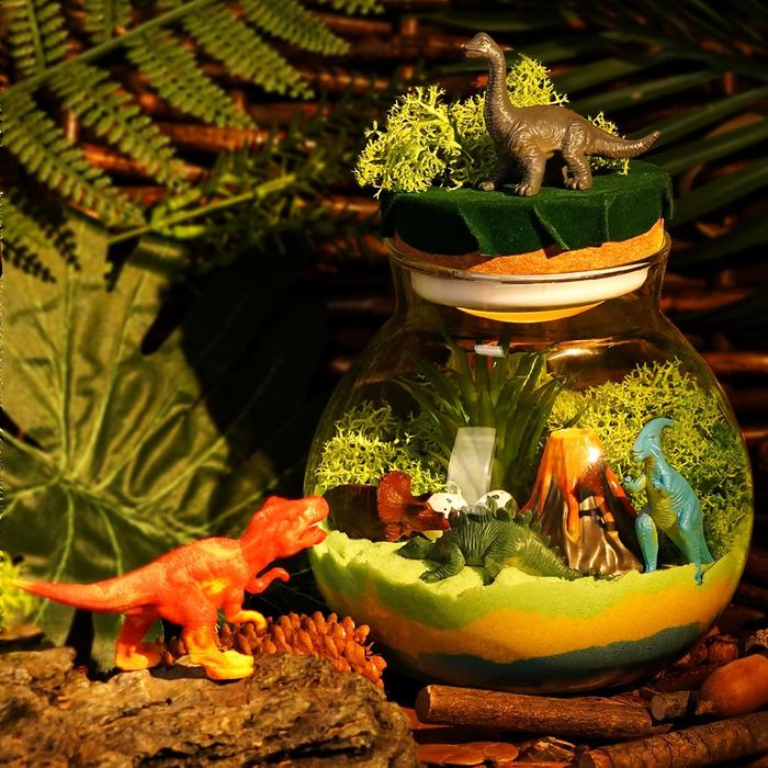 Terrarium Dinozaury - zestaw kreatywny LED - lampka nocna