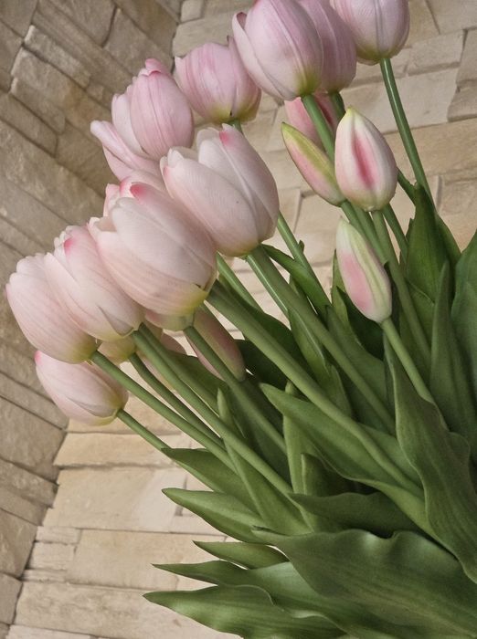 Tulipany bukiety 5szt pastelowy róż silikonowe