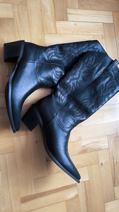 Buty damskie kozaki kowbojki przebranie kowboj 41, 42 czarne