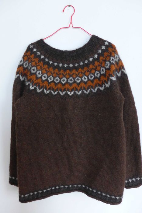 Wełniany ISLANDZKI SWETER lopapeysa 36 S rękodzieło HANDMADE norweski