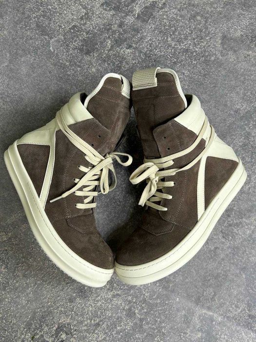 Кеди Rick Owens Geobasket Ramones jumbo laces коричневі opium archive