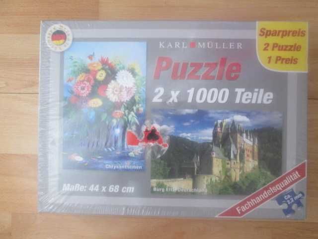 puzzle 2 x 1000 szt. kwiaty i zamek - nowe na prezent gratis wysyłka