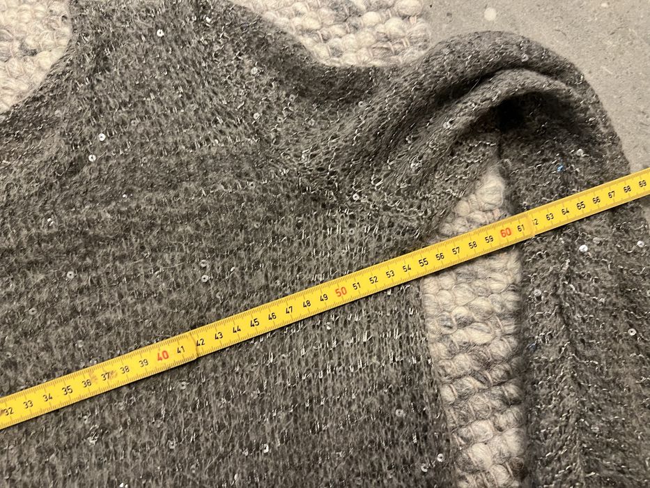 Brązowy błyszczący sweter mgiełka, prześwitujący