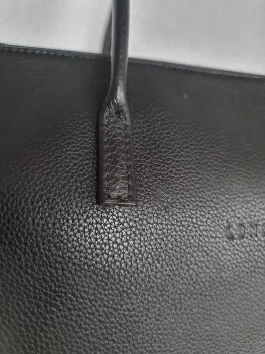 Pasta Executiva Longchamp Couro Preto Le Foulonné
