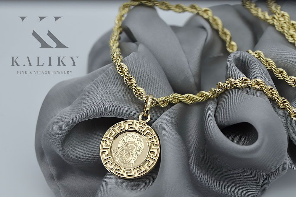 Złoty medalik Bozia 14k 585 z łańcuszkiem Corda pm007y&cc019y Gdańsk