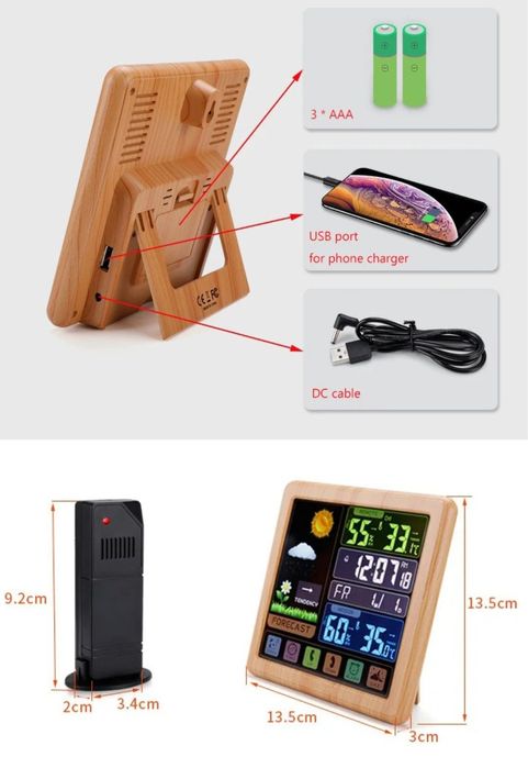 Estação meteorológica TS-3310 higrómetro despertador ecrã touch NOVO