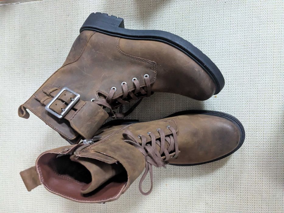 Clarks Orinocco2 Lace skórzane botki biker brązowe rozm. 35,5