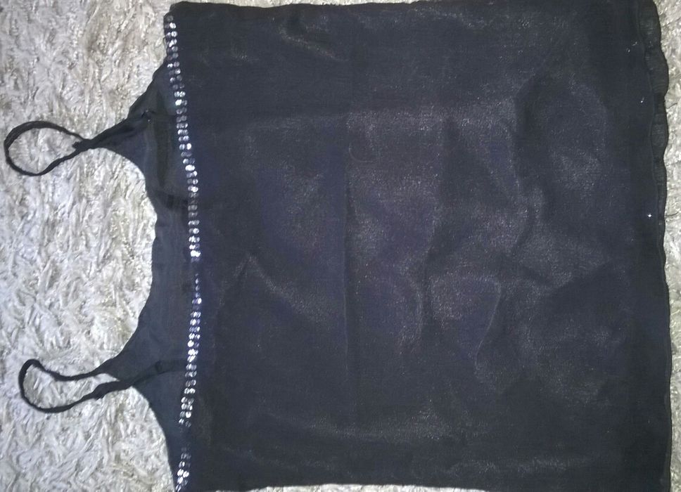 Bluzka na ramiączka, czarna, ozdoby