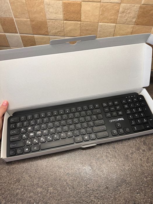 Клавіатура бездротова бесшумна OfficePro SK680 Wireless Black