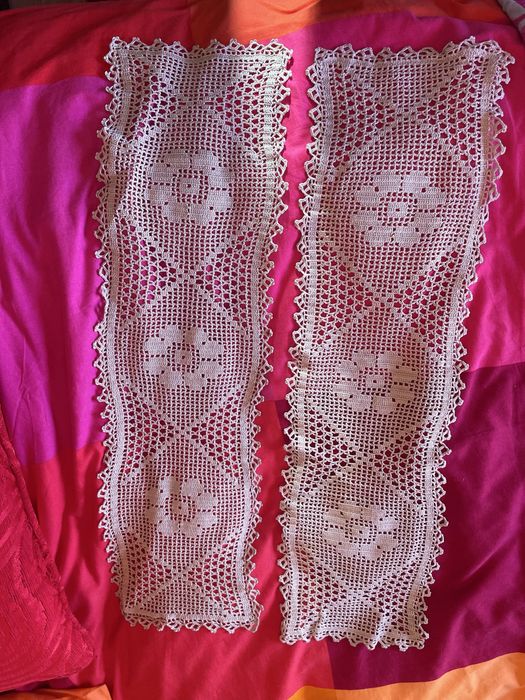 2 panos em crochet cor cafe c/leite