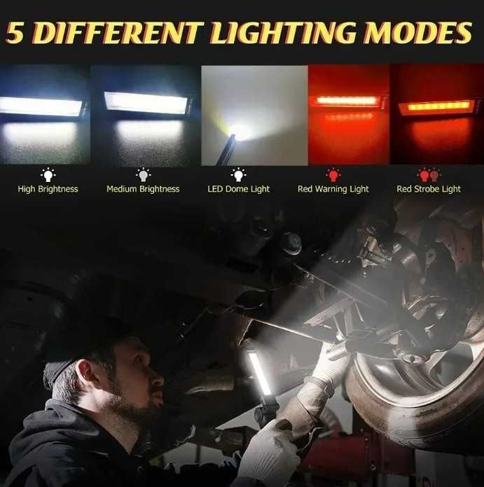 Lanterna LED COB recarregável magnética com caixa