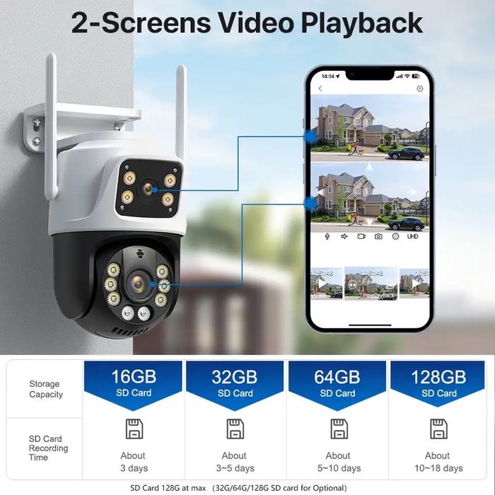 СУПЕР ВАЙ ФАЙ WIFI WI-FI камера 8мр Icsee xmeye БЛОК жив. 3метра Вулична PTZ камера 8мр на Icsee уличная камера