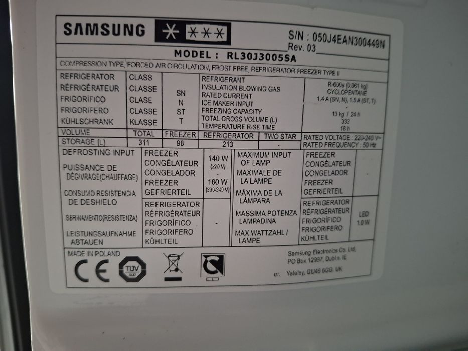 Холодильник Samsung modelRL30J3005SA