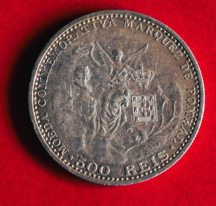 Moeda D. Manuel II 500 Reis Marquês de Pombal 1910 prata