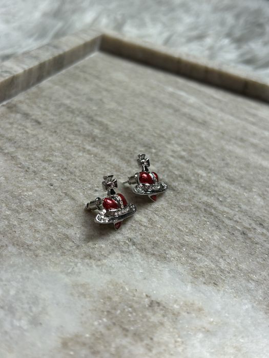 Vivienne Westwood Saturn Red Heart Earrings сережки серьги: 2 600