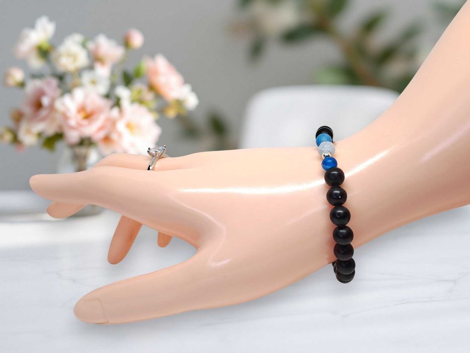 Bransoletka z bursztynu, BURSZTYN bałtycki wiśniowy, AGAT #1022