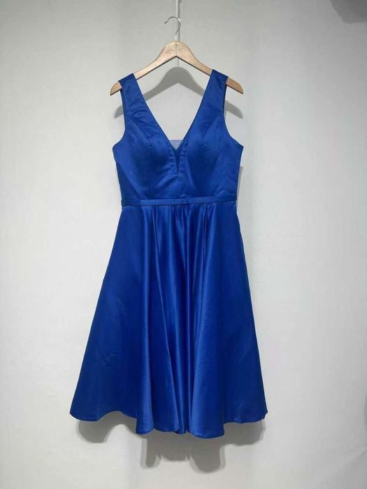 Vestido de Festa Azul Rei Acetinado