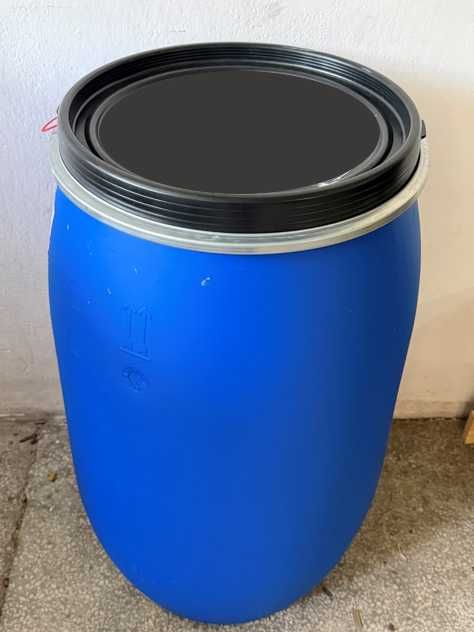 Beczka 200l polipropylen niebieska, biała