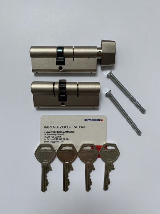 Wkladki drzwiowe Dormakaba 45G/35 + 45/35 jeden klucz