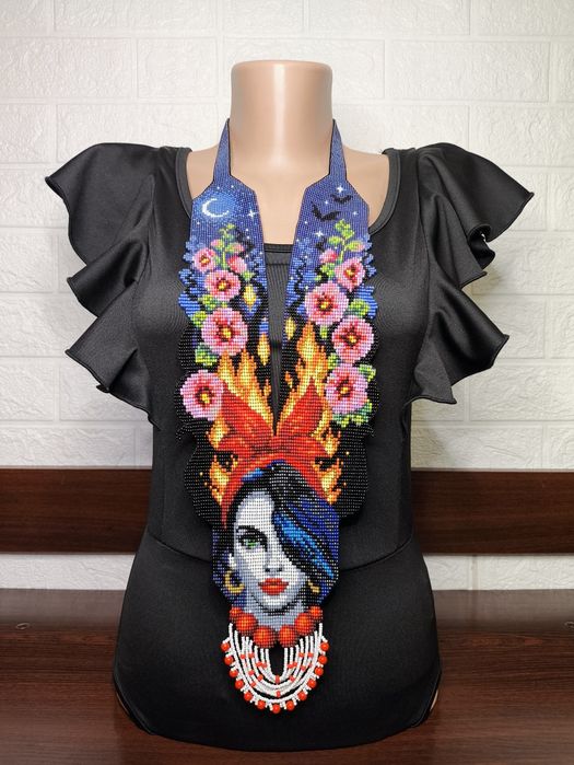 Гердан з бісеру ручної роботи Намисто Етно прикраса Кольє