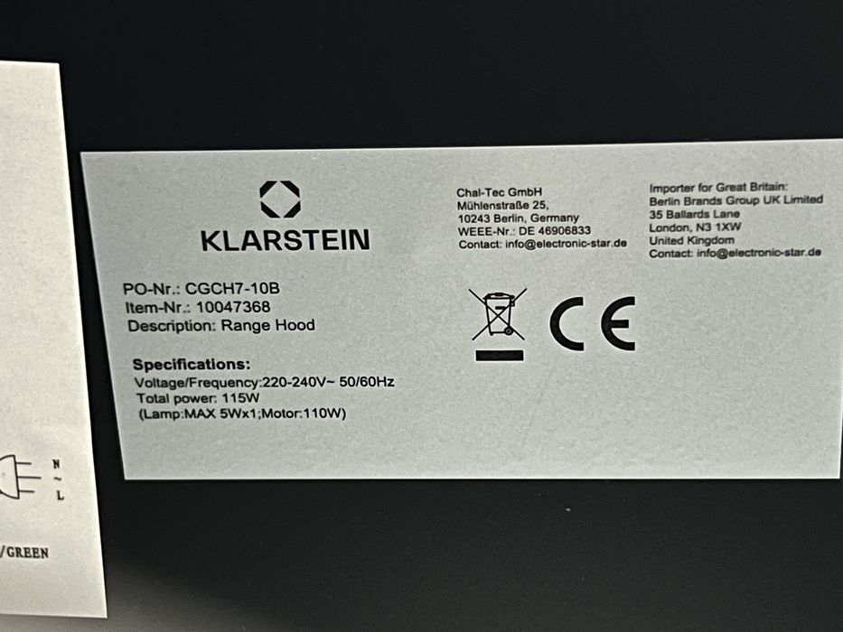 Витяжка Smart з Німеччини Klarstein Verosteel 10047368