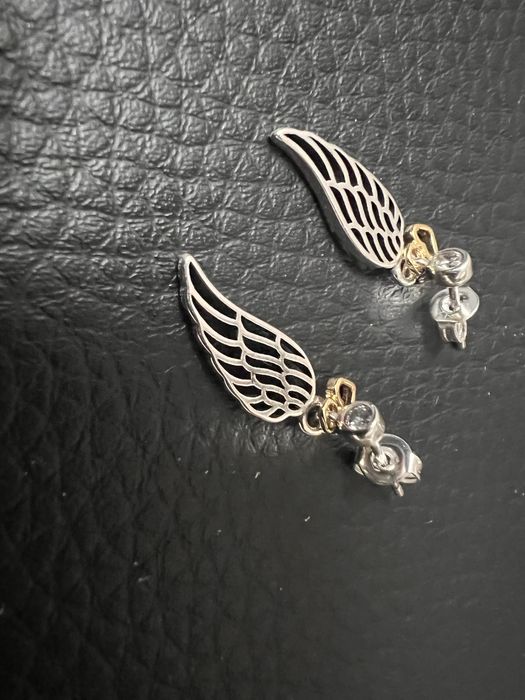 #kolczyki skrzydła serce pozłacane w stylu pandory