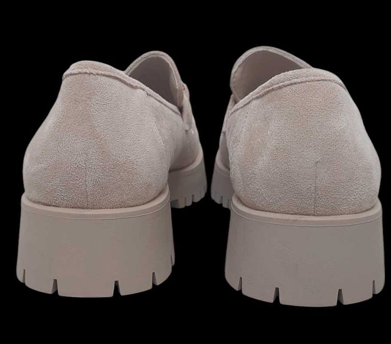 Beżowe buty mokasyny na platformie, R. 40