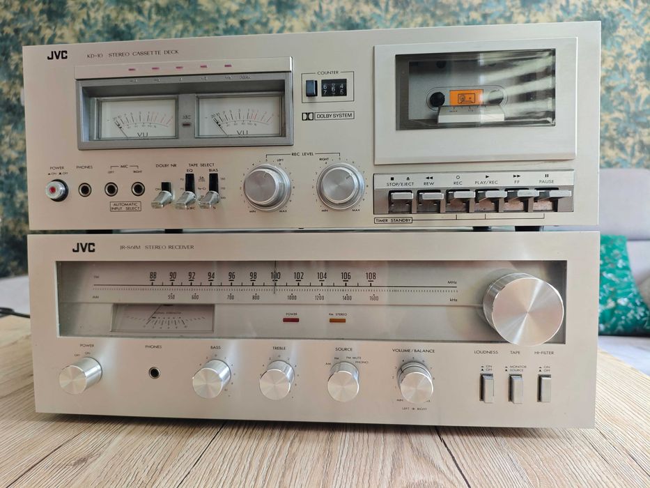 Zestaw Audio Vintage JVC JR-S61M + JVC KD-10 Amplituner Magnetofon Kasetowy Retro 70s