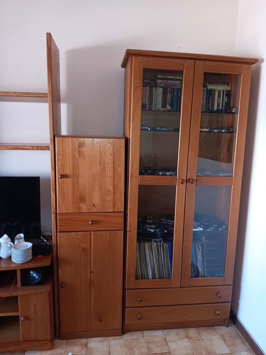Moveis de sala em Madeira (Impecaveis) + Tv Incluida