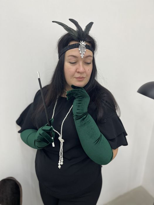 Украшение на голову, повязка с пером, с камнем, Гэтсби, чикаго