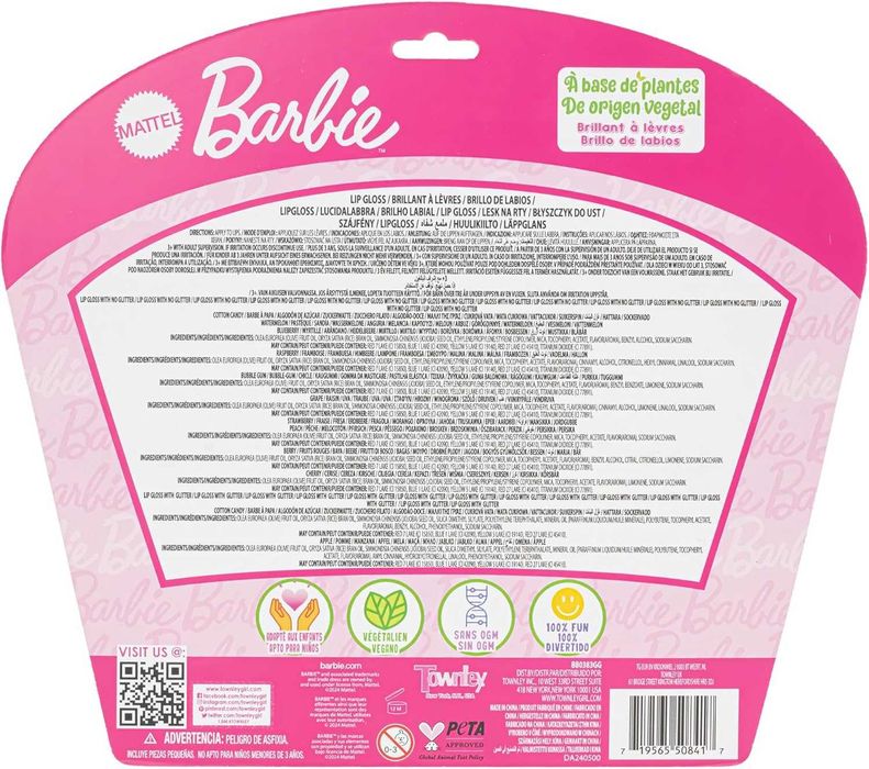 Набір Блисків для губ Barbie Plant Based Lip Gloss 12 шт на рослинній основі