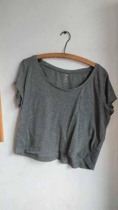 Szara krótka bluzka z krótkim rękawem H&M S