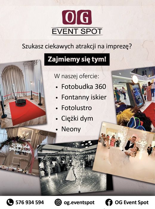 Fotolustro/Fotobudka 360 - Wynajem Wesela/18stki/Imprezy firmowe