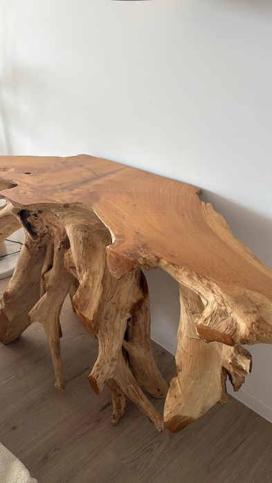 Consola maciça feita à mão da raiz da madeira natural, medida: 150×45x80