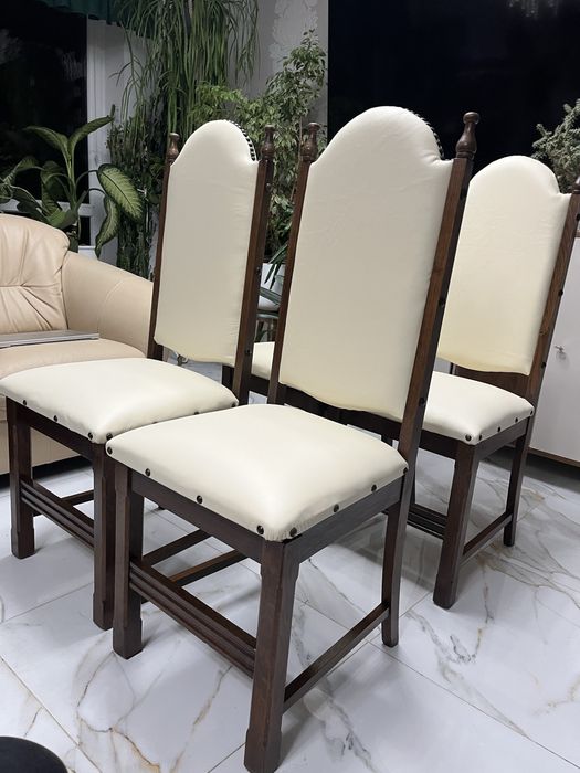 Krzesła stylowe  4 sztuki skóra naturalna