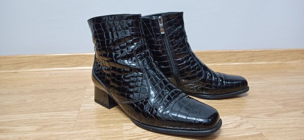 Buty botki Ara roz. 39,5 SKÓRA NATURALNA LAKIEROWANA, tęgość H