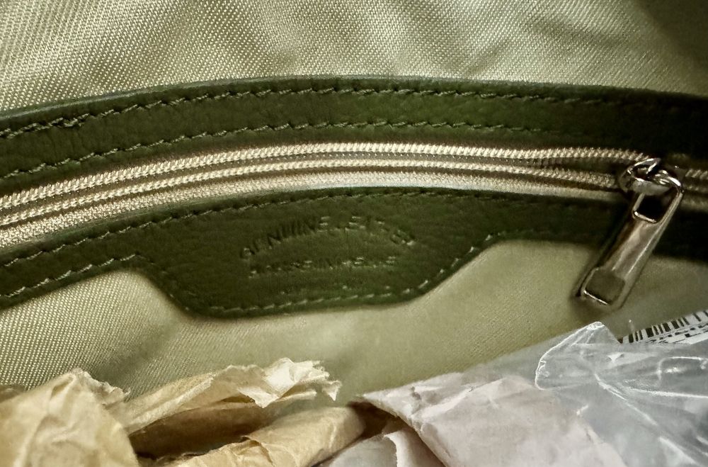 Велика сумка шкіряна хакі олива Сумка італійська хобо Велика сумка