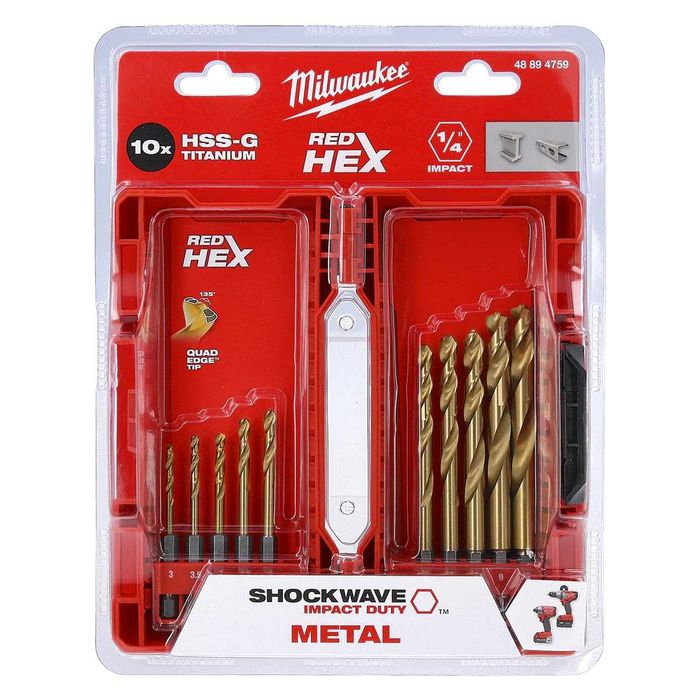 Zestaw wierteł do metalu tytanowe HEX 3-10 mm 10 elementów Milwaukee