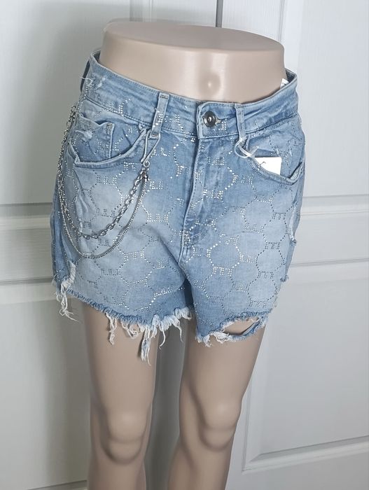 Spodenki krótkie jeansowe niebieskie wysoki stan S/M nowe