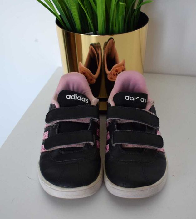 Adidas 26 girls czarne buty sneakersy liliowe stripes