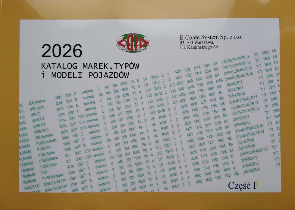 Katalog Marek i Typów Pojazdów - COIDE 2026