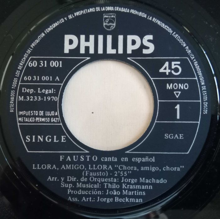 Fausto	- - - - -	Llora, Amigo, Llora	- - - - -	Single