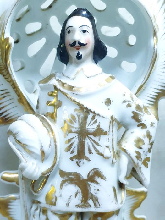 Raros lindos antigos castiçais franceses em porcelana Vieux Paris
