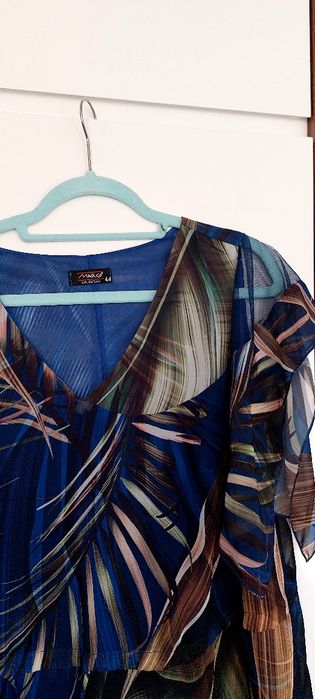 Letnia zwiewna sukienka 44 motyw roślinny