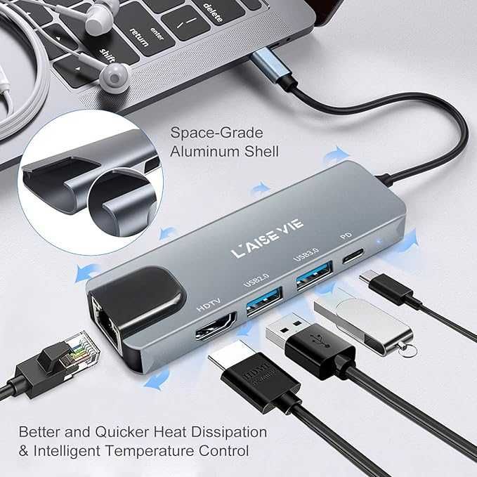 Koncentrator USB C, adapter USB C 4K
