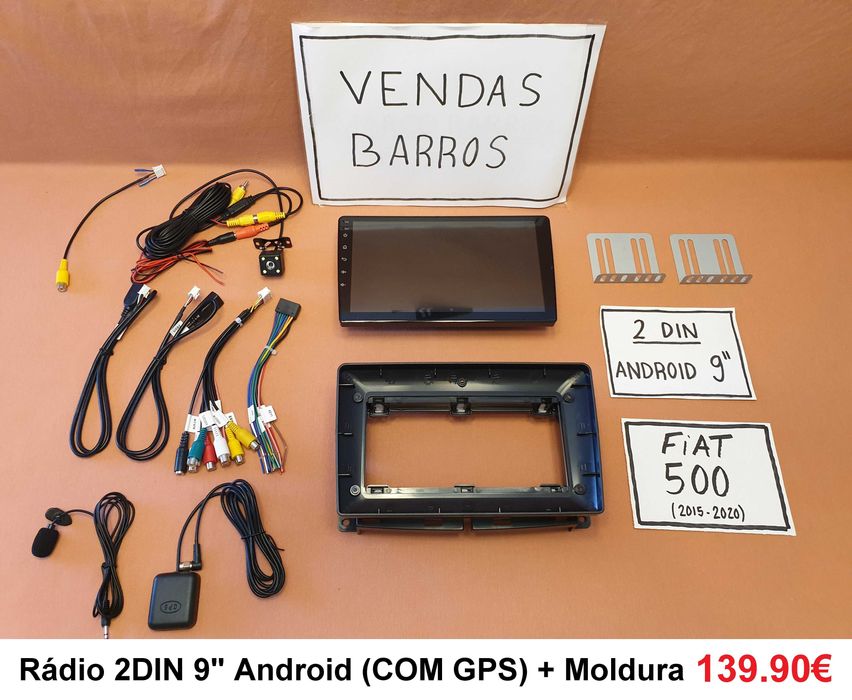 (NOVO) Rádio 2DIN • FIAT • ABARTH • 500 • 500L • 500X • Android 4+64GB