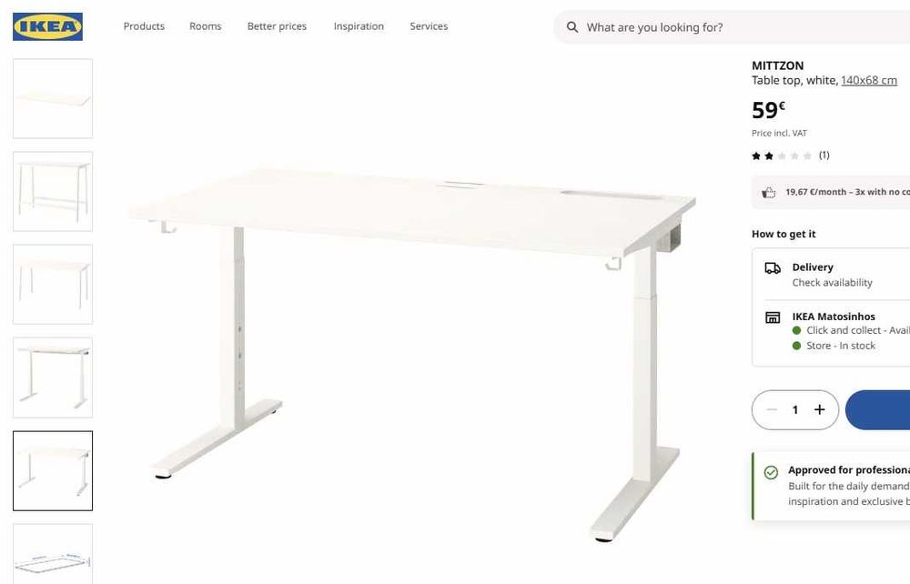 Tampo mesa Ikea Mittzon 140x68cm branco