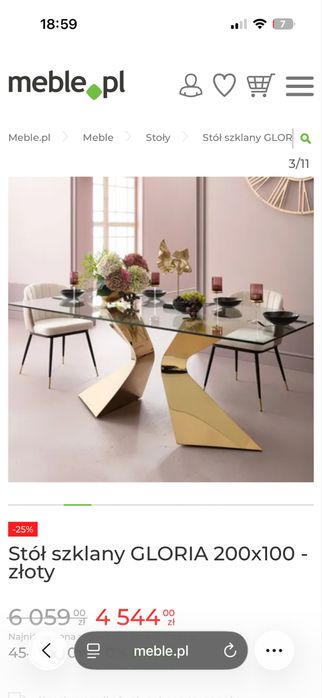 Szaklany stol  zlote nogi