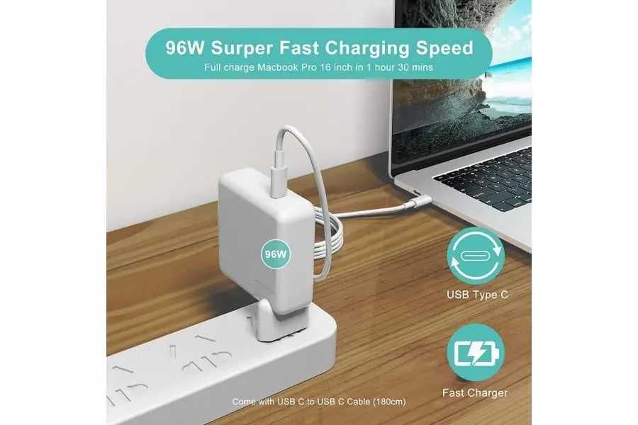 Блок живлення 96W USB-C Power Adapter для MacBook Pro 13-15" (2016-2023) MacBook Air (2018-2024)