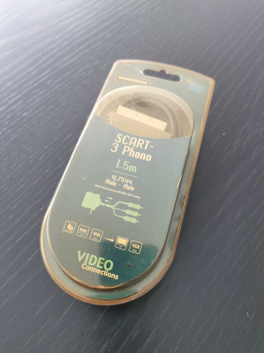 Cabo SCART com 3 fichas RCA/phono novo
